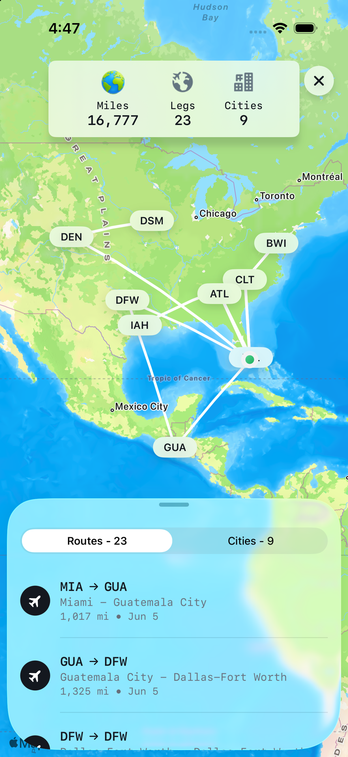 Crewline route map
